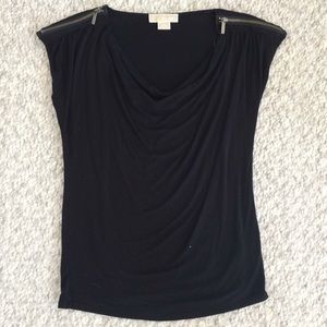 Michael Kor black zipper sleeve shirt, size M